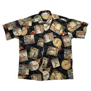 Vintage Murf Wear Hawaiian Shirt Floral Girls Button Up Men's XL? SIZE TAG FADED